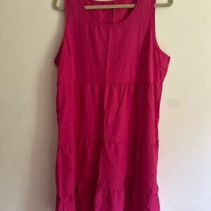 Pink Sleeveless Scoop Neck Midi Sundress